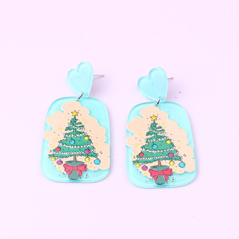 Wholesale Christmas Tree Santa Claus Snowman Acrylic Earrings